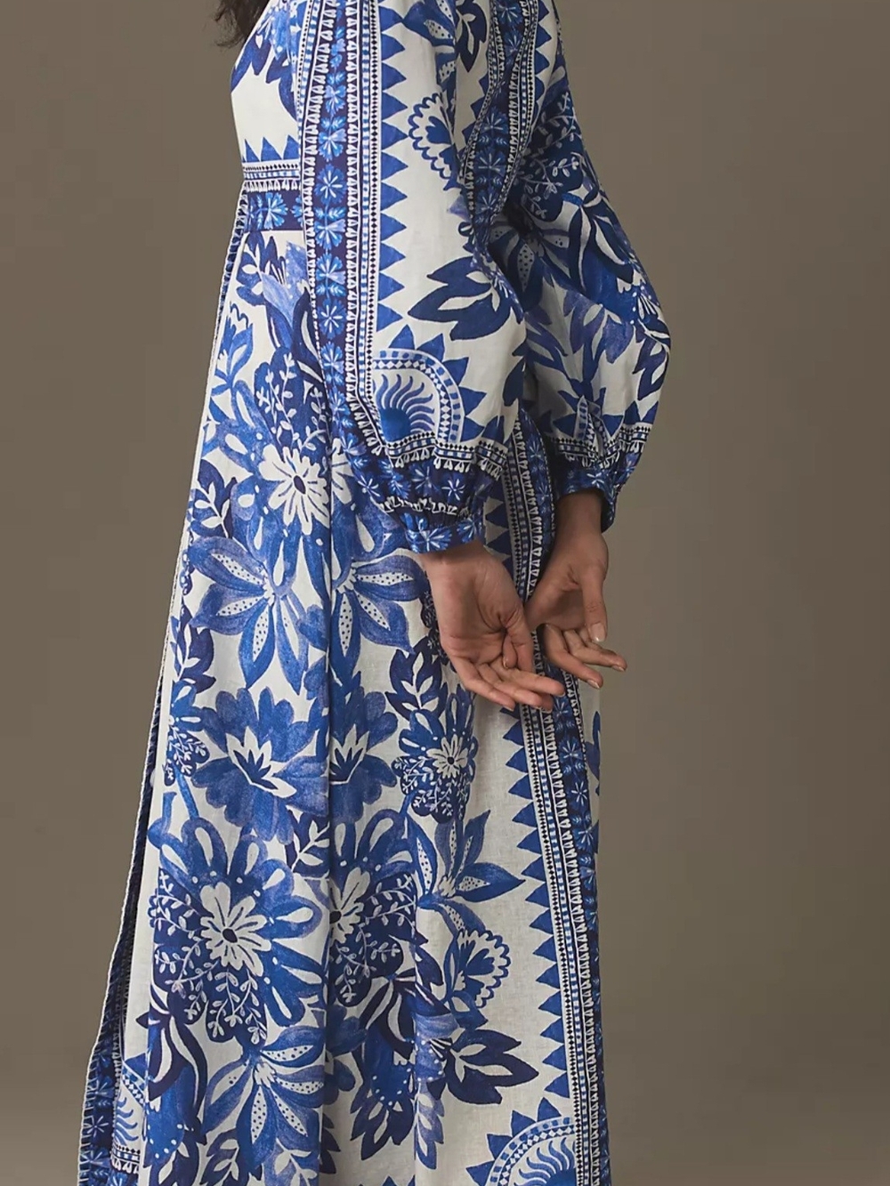 FARM Rio Blue and White Button-Front Maxi Dress - Picture 2 of 2